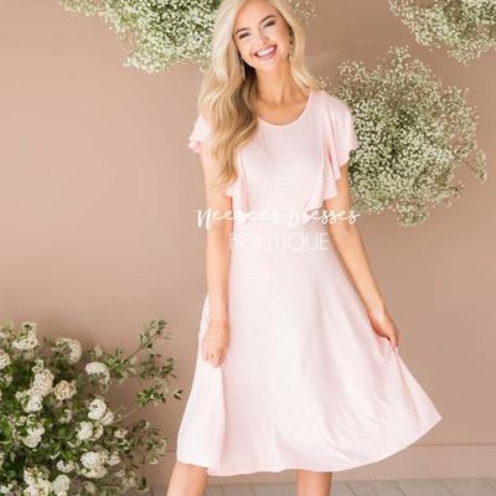 Pink Flutter Sleeve Dress